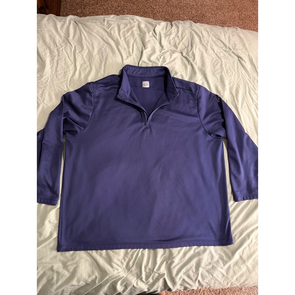 Callaway Golf Mens 3XLT Navy Blue Quarter Zip Fleece Lined Pullover Sweatshirt